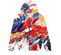 GLUDEAR Unisex Realistischer 3D-Digitaldruck Full Zip Hoodie Jacken Kapuzen-Sweatshirt, Splash Paint Art, 5X-Large