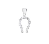 Glückshufeisenanhänger aus Silber mit Zirkonia + Silberkette als Geschenk Golders