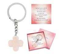 Glückssteine Schlüsselanhänger Vierblättriges Kleeblatt, Natur Kristall Schlüsselanhänger, Mutmacher Geschenk “Du Schaffst Das” Kleeblatt Glücksbringer für Familie Freunde Viel Glück für Prüfungen