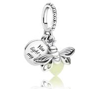 Glühwürmchen-Anhänger „You light my life“, für Pandora-Schmuck, charme, Blumenanhänger
