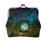 Glühwürmchen und Laterne - Druck Damen Kompakt Münzbörse mit Schloss Wasserdicht für Reisegeschenke, Schwarz , Einheitsgröße, Lässiger Tagesrucksack