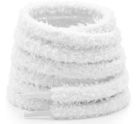 Glvomazty 1 Paar Flach Plüsch Schnürsenkel, 10mm Breit, Dicke Flauschige Schnürsenkel für Turnschuhe, Sportschuhes, Laufschuhes Freizeitschuhe 120cm Weiß