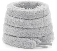 Glvomazty 1 Paar Flach Plüsch Schnürsenkel, 10mm Breit, Dicke Flauschige Schnürsenkel für Turnschuhe, Sportschuhes, Laufschuhes Freizeitschuhe 120cm Grau
