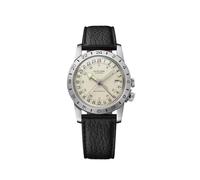 Glycine Herren Fliegeruhr Airman No.1 "GMT" Automatik Armband Leder Schwarz 36mm Edelstahl Saphirglas 300m Wasserfest Dornschließe Analog Minimalist