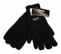 GM25 Herren-Handschuh, gestrickt, Thermo-Thinsulate-Futter, warm, für den Winter, hohe Manschette, Schwarz , Einheitsgröße