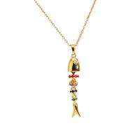 GMBYLBY Dynamische schwimmende Fisch Anhänger Halskette, kratzfeste Oberfläche, verstellbare Länge, modischer Schmuck, bunter Swing Fisch Schmuck