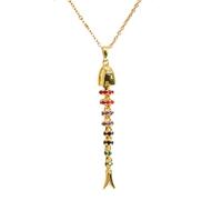 GMBYLBY Dynamische schwimmende Fisch Anhänger Halskette, kratzfeste Oberfläche, verstellbare Länge, modischer Schmuck, bunter Swing Fisch Schmuck