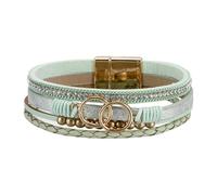 GMBYLBY Stilvolles Damenarmband aus mehrschichtigem, geflochtenem Leder mit Kupferperlen, Stil, verstellbares Geschenk, verstellbares Armband