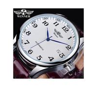 (GMT1131-5) Winner Retro Classic Design Kalender Braunes Armband Blaue Zeiger Herrenmode Automatikuhr