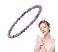 GNALIA 1-Teiliges Amethyst Armband, Violett, 19 Cm Länge Mit 4Mm Chakra-Perlen, Dezentes Damen-Schutzarmband Aus Natürlichem Edelstei