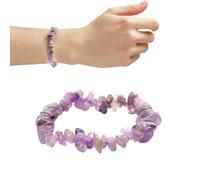 GNALIA 1-Teiliges Amethyst Splitterarmband, Violett, Handgefertigtes Elastisches Armband Aus Echtem Natürlichem Edelstein, Einheitsgröß