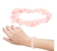 GNALIA 1-Teiliges Rosenquarz Armband, Pink, Handgefertigtes Elastisches Splitterarmband Aus Echtem Natürlichem Edelstein, Einheitsgröß
