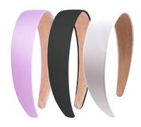 GNALIA 3 Stück Satin Stirnbänder 3 Cm Breit Hartes Kopfband Modisches Solides Stirnband Rutschfest Einfarbig Haarbänder(Schwarz Weiß Lavendelviolett)