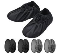 GNALIA 4 Paar Schuhüberzieher Mehrweg, Waschbar Mit Rutschfester Sohle Für Hausreinigung Und Teppichschutz, Passend Für Schuhgrößen 37-45, Schwarz, Grau