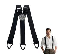 GNALIA Hosenträger Herren Schwarz 3.8Cm Drei Karabinerhaken Tragbare Unter Der Kleidung 3 Druckknopf-Schlaufen Ideal Für Arbeitshose Skihose 1 Stück