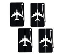 GNALIA Kofferanhänger Aus Aluminium, 4 Stück, Adressschild Namensschild Wasserdicht, Reisegepäck Tags Schnell Finden, Schwarz, 7.5Cm Lang 4.5Cm Breit