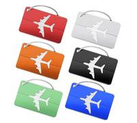 GNALIA Kofferanhänger Aus Aluminium, 6 Stück, Mit Edelstahlkabel Und Wasserdichtem Pvc Adressschild Für Reisegepäck, Schwarz Silber Grün Blau Rot Orange, 7.5Cm Lang 4.5Cm Breit