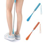 GNALIA Schuhlöffel Lang 2 Stück Teleskopisch 30-70Cm, Edelstahl Verstellbar Schwarz Für Damen Herren Senioren