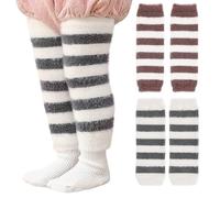 GNALIA Stulpen Kinder 2 Paar 4 Stück Baby Beinwärmer Kniestrümpfe Knieschützer Grau Kaffeebraun Für 0-3 Jahre Jungen Mädchen