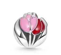 GNOCE Blume/Pflanze Anhänger Charms 925 Sterling Silber Baumeln Kolibri Charm Bead Fit Armband/Halskette für Frauen Mädchen Tochter (Blühende Tulpe)
