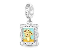 GNOCE Charm Anhänger Künstler Van Gogh Porträt Ohr Anhänger 925 Sterling Silber Geschenk für Mädchen Kinder Fit Alle Armband/Halskette (Sonnenblumen)