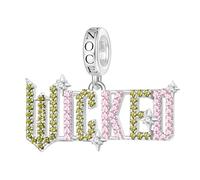 GNOCE Charm Anhänger Wicked Elphaba auf Besen fliegend Anhänger S925 Sterling Silber Charm Perlen für Armband Halskette Schmuck Geschenk für Fans (Logo)