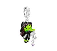 GNOCE Charm Anhänger Wicked Grünhaut Hexe Elphaba Anhänger S925 Sterling Silber Charm Perlen für Armband Halskette Schmuck Geschenk für Fans
