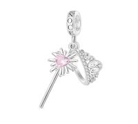GNOCE Charm Anhänger Wicked Krone & Stab von Glinda Anhänger S925 Sterling Silber Charm Perlen für Armband Halskette Schmuck Geschenk für Fans