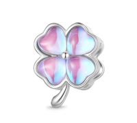 GNOCE Charm Perle Rosa Herz Vierblättriges Kleeblatt Charm 925 Sterling Silber Bead Charms für Armband Schmuck Geschenk für Frauen Mädchen (Kleeblatt)