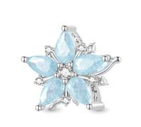 GNOCE Charm Perle Rosa Herz Vierblättriges Kleeblatt Charm 925 Sterling Silber Bead Charms für Armband Schmuck Geschenk für Frauen Mädchen (Schneeflocke)