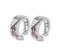 Gnoce Damen Sterling Silber Ohrringe Pflaumenbaum Blume Blüte Klapp-Creolen Ohrringe mit Zirkon Steinen Geschenke für Mädchen Frau Freundin