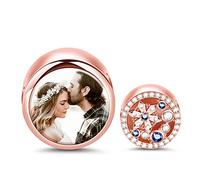 Gnoce Foto Charms mit blauem und weißem 18K Rose Gold überzogener Zirkonia Stein Schneeflocke Charms Bead Passt Alle Armbänder und Halsketten