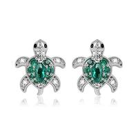 Gnoce Grüne Schildkröte Ohrstecker S925 Silber Schildkröte Dangle Ohrringe mit Zirkonia Stein Tiere Mode Ohrringe Schmuck Geschenk für Frauen Mädchen