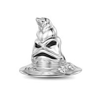 GNOCE Harry Potter Hedwig,Sorting Hat,Deathly Hallows Charm 925 Sterling Silver Pendant Dangle Charm Fit Bracelet for Women Wife Daughter Jewellery Gift (Sprechender Hut)