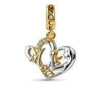 GNOCE Mutter umarmt Baby Anhänger Dangle Charms Sterling Silber 18 Karat Vergoldet eingelegt mit Zirkonia Steine Fit Armband/Halskette Muttertagsgeschenk