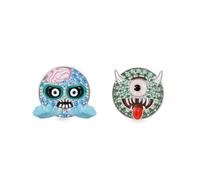 Gnoce Ohrringe emoji Lächelndes Gesicht mit Herz Ohrstecker 925 Sterling Silber Geschenke für Mädchen Frau Freundin (Zombie & Monster Asymmetrische)