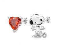 GNOCE Ohrringe Peanuts „Finde deine wahre Liebe“ Snoopy Herz Ohrstecker 925 Sterlingsilber für Frauen und Mädchen Schmuckgeschenk für Fans