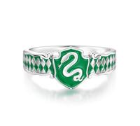 GNOCE Ring Harry Potter Gryffindor,Slytherin,Hufflepuff,Ravenclaw Bandring Schmuck 925 Sterling Silber Geschenk Für Fans zum Weihnachten Valentinstag (Slytherin, 7.5)