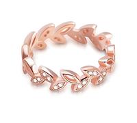 GNOCE Rosegold Frauen Band Ringe Blatt Wickelring Bänder mit Zirkonia Stein Ewigkeit Eheringe Versprechen Ringe für Sie (Rosegold, 52 (16.6))