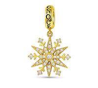 GNOCE Schneeflocke Charms Anhänger Sterling Silber 18 Karat vergoldet Weihnachten Charms Fit Armband/Halskette Geschenk für Frauen Mädchen
