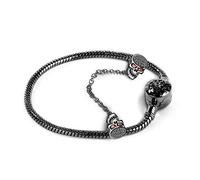 Gnoce Schwarz Schädel Charm Armband Mit Sicherheitskette 925 Sterlingsilber "Weil ich dich liebe" Schlangenkette Bettelarmband für Damen Herren (20, Style-1)