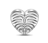 GNOCE Silber Herz Charm Perlen 925 Sterling Silber Perlen Charms mit Zirkonia Symbol der Liebe Hollow Heart Sternum Charm Fit für Armband/Halskette Valentinstag Schmuck Geschenk für Frauen Mädchen