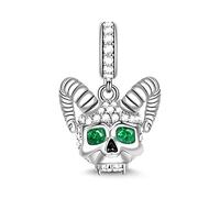 GNOCE Totenkopf mit Hörnern Charm Anhänger S925 Sterling Silber Liebe Dich ie Sonne stirbt Charm für Armband Halskette Weihnachts Schmuck Geschenk