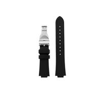GNUFOPI Kompatibel mit Tudor Pelagos 25500 25600, wasserdichtem Gummi-Armband, 22-12 mm, konvex, weiches Silikon-Uhrenarmband, Herren-Stahlschnalle, Zubehör(Black Silver)