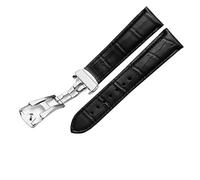 GNUFOPI Lederarmband kompatibel mit Rado Dia Master Coupole Serie R22861165 R14129116 Uhrenarmband Herren Damen Armband(Black-Silver,19mm)