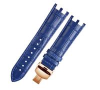 GNUFOPI Uhrenarmband Mit Doppelter Kerbe, 22 Mm, Kompatibel Mit Versace V-RACECHRONO Lederuhrenarmband GTM-Zubehör(A-Blue Rose Gold)