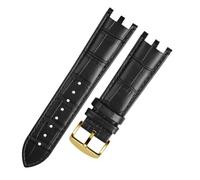 GNUFOPI Uhrenarmband Mit Doppelter Kerbe, 22 Mm, Kompatibel Mit Versace V-RACECHRONO Lederuhrenarmband GTM-Zubehör(Black Gold)