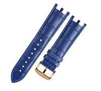 GNUFOPI Uhrenarmband Mit Doppelter Kerbe, 22 Mm, Kompatibel Mit Versace V-RACECHRONO Lederuhrenarmband GTM-Zubehör(Blue Rose Gold)