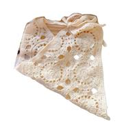 GNYVZXPLQ LaceHead-Schal, Böhmischer dreieckiger Haarschal aus weißer Baumwollspitze for Damen, 52,5 x 27 cm, gestrickt, Blumenmuster(Style2)