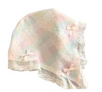 GNYVZXPLQ LaceHead-Schal, Dreieckiger Schal aus Polyester mit Spitze und Schleife, mehrfarbig, einfarbig, for Damen(Color2)